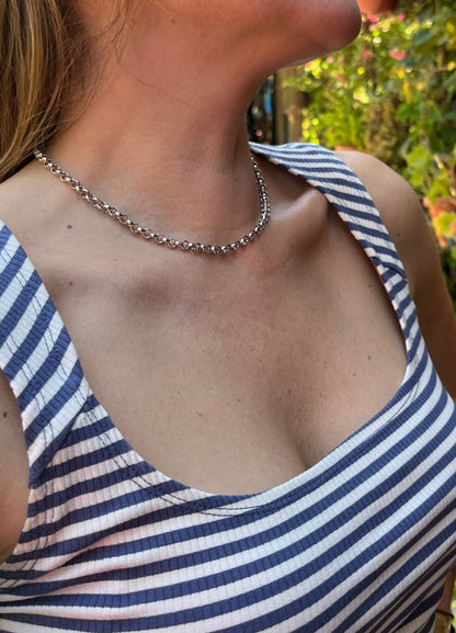 Collar rolo 40 - 45 plata rodinada