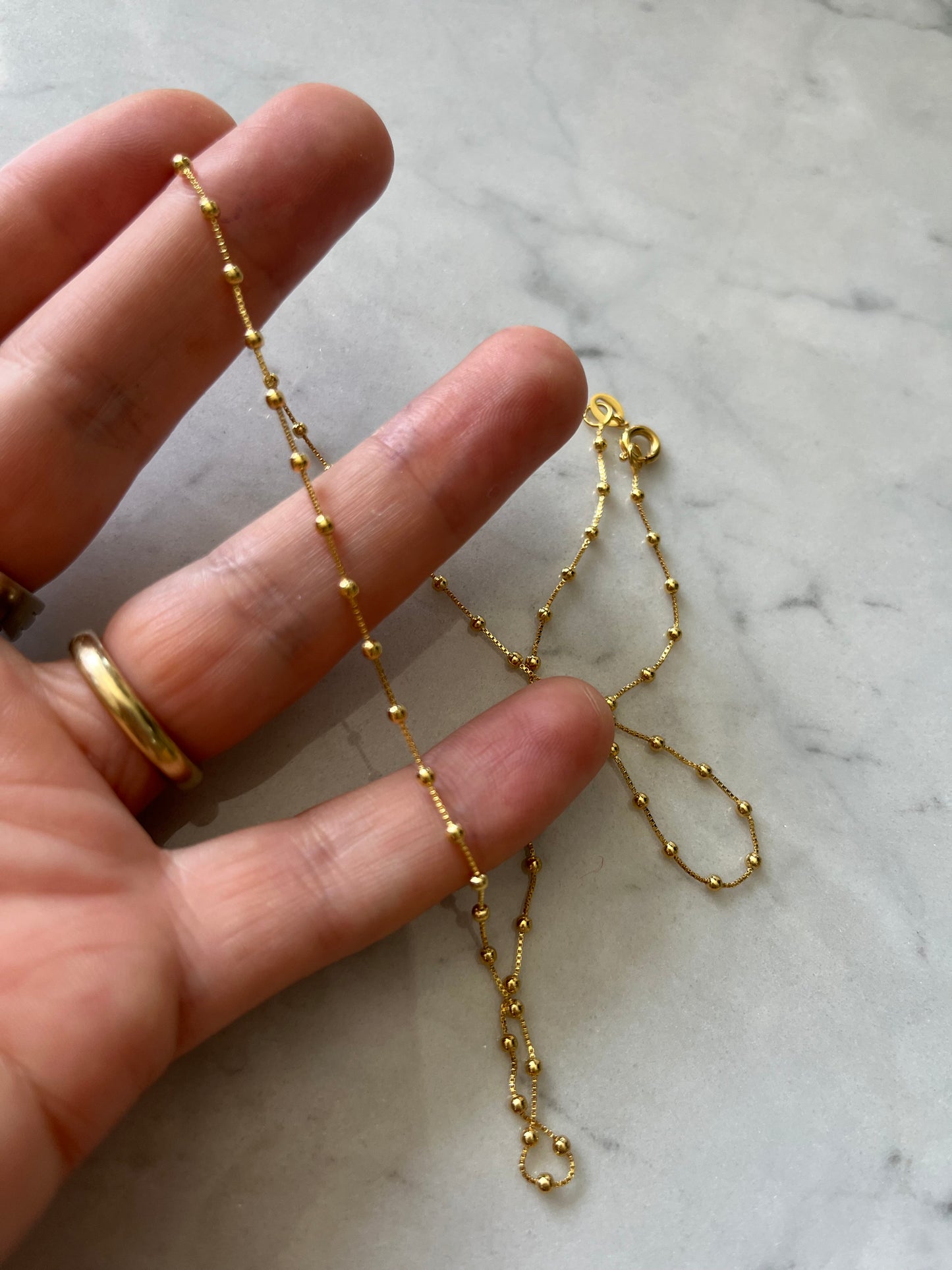 Cadena 45cm baño oro bolitas veneciana