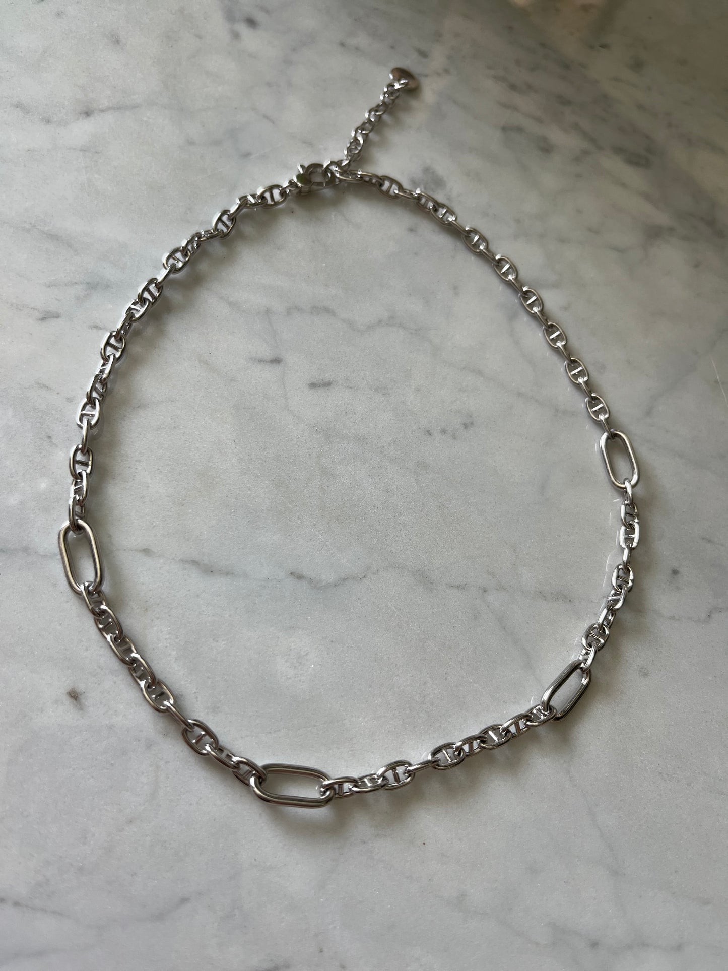 Collar 40cm con alargue a 45cm con baño de rodio