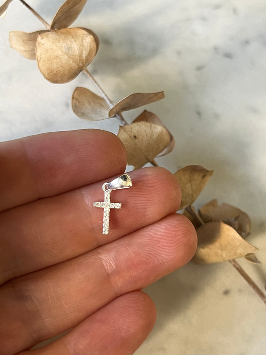 Mini cruz circones plata