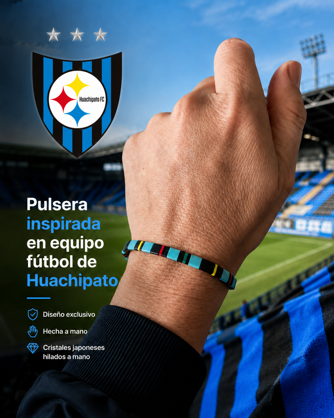 Pulsera inspirada en equipo fútbol Huachipato – Ana Diseño (foto 1)
