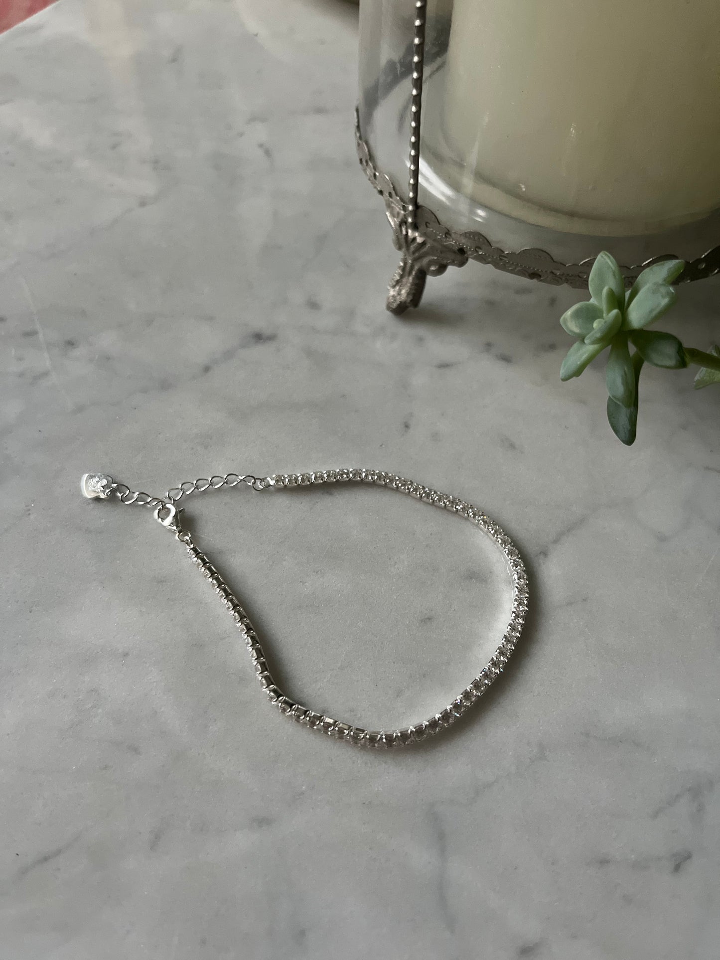 Pulsera Tenis de Plata con Circones