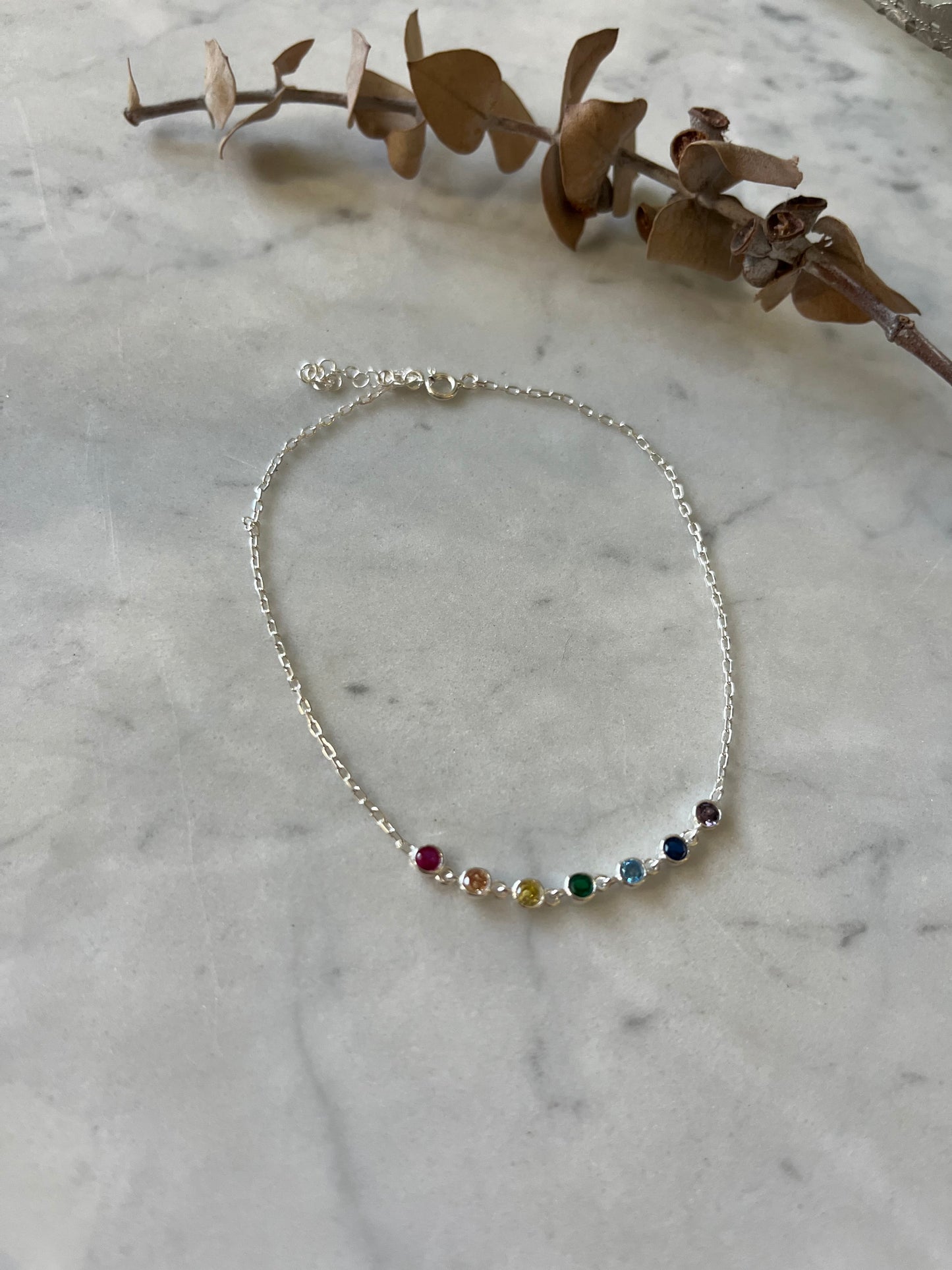 Tobillera arcoíris 🌈 plata