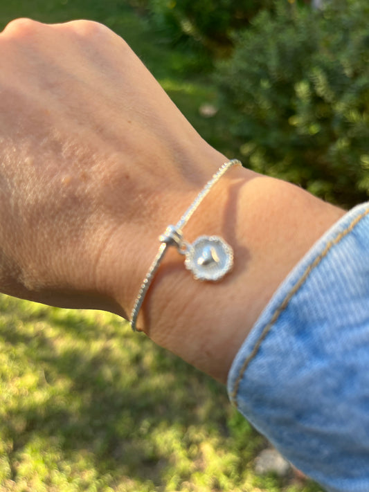 Pulsera de hilo negro de mostacilla de plata mate y corazón de plata, ajustable de 15cm a 20cm