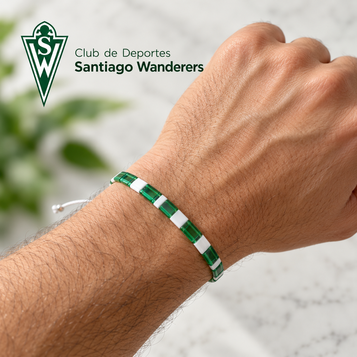 Pulsera cristales japoneses inspirada en Santiago Wanderers – Ana Diseño (foto 4)