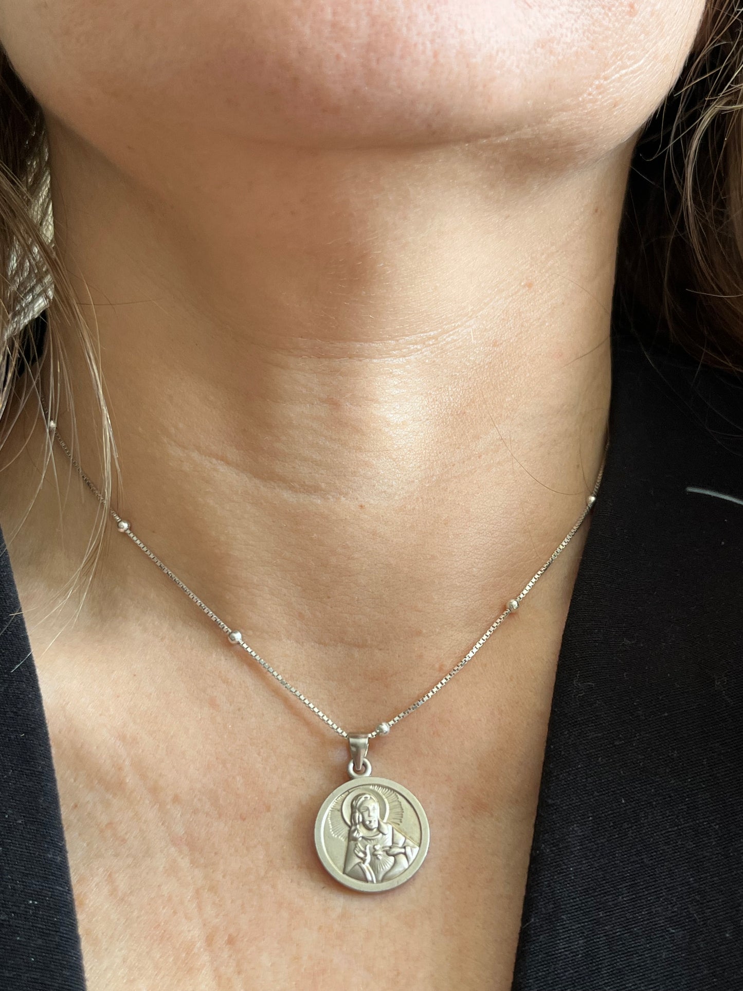 Cadena veneciana bola mediana plata 40cm