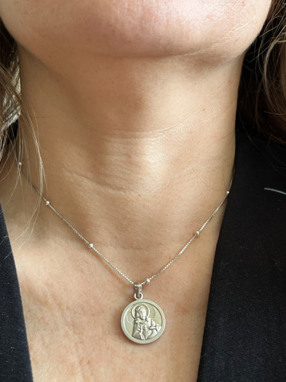 Cadena veneciana bola mediana plata 40cm