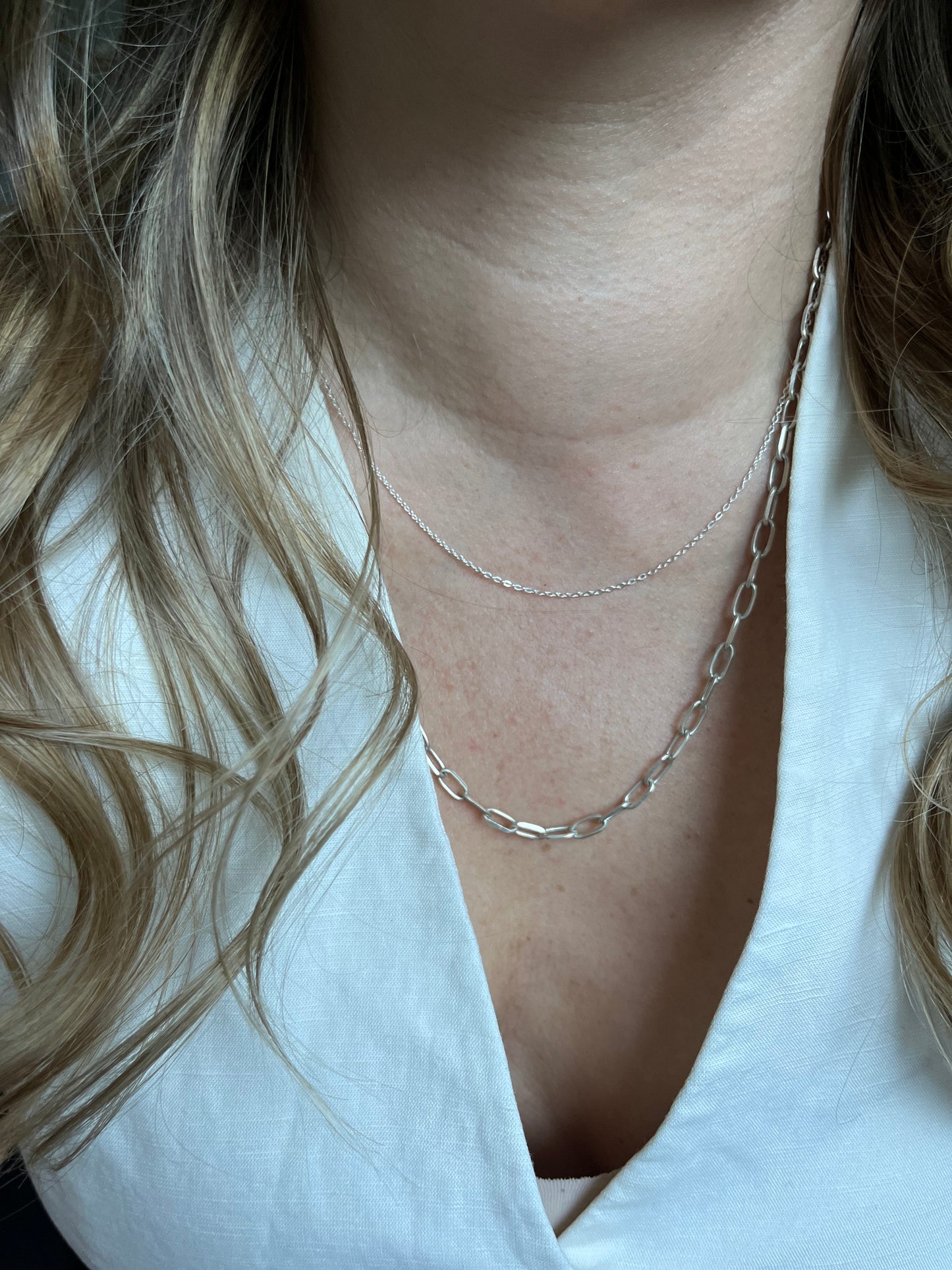 Cadena limada 54cm unisex plata