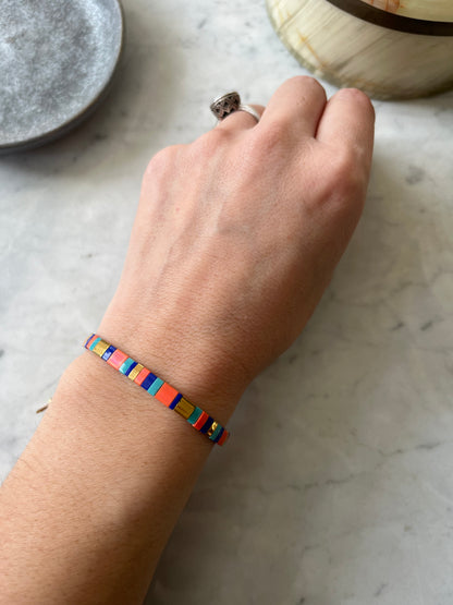Pulsera de tila colores Mosaico Color – Cristales Japoneses | Baño de Oro 24K