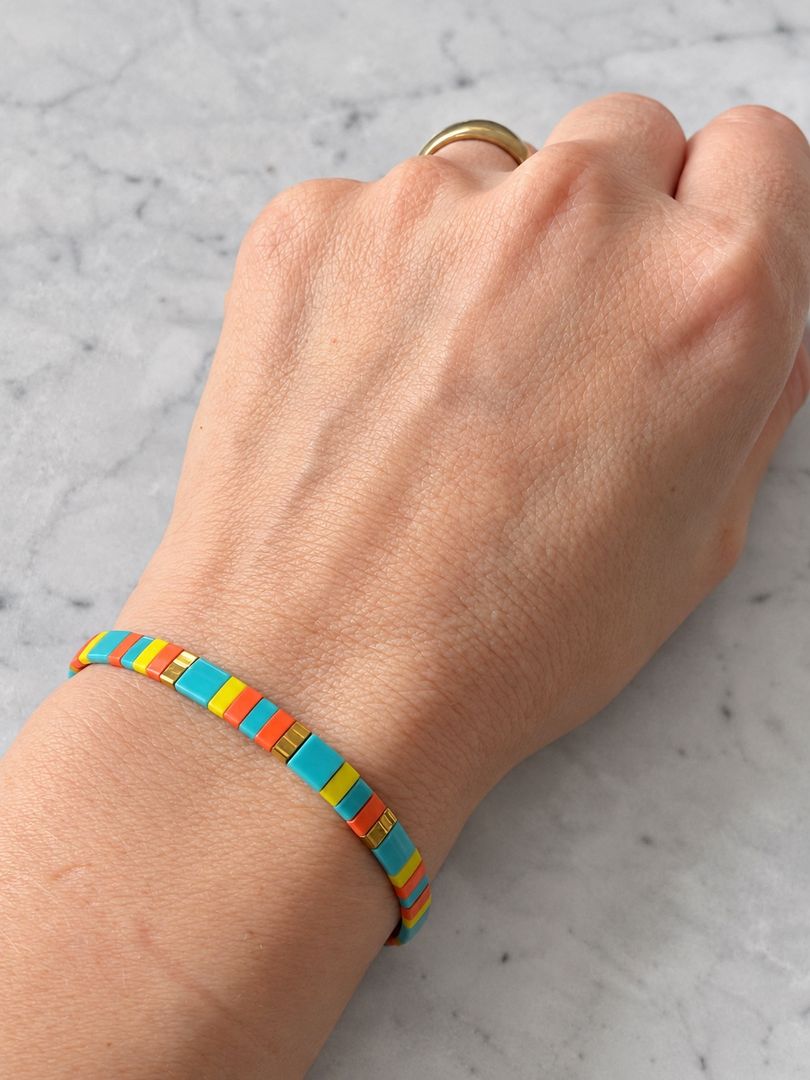 Pulsera turquesa, coral y amarillo – Brisa Tropical – Ana Diseño (foto 3)