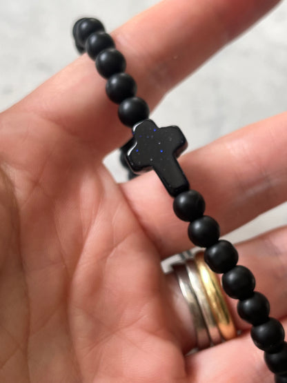 Pulsera hombre Cruz Cosmos Azul