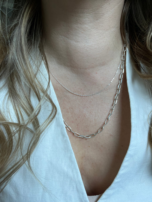 Cadena limada 54cm unisex plata