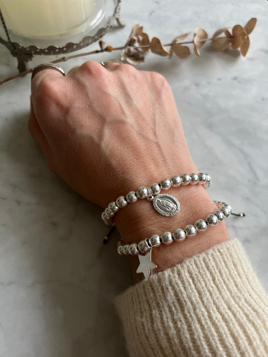 ✨ Pulsera Virgen de Guadalupe – Plata brillante