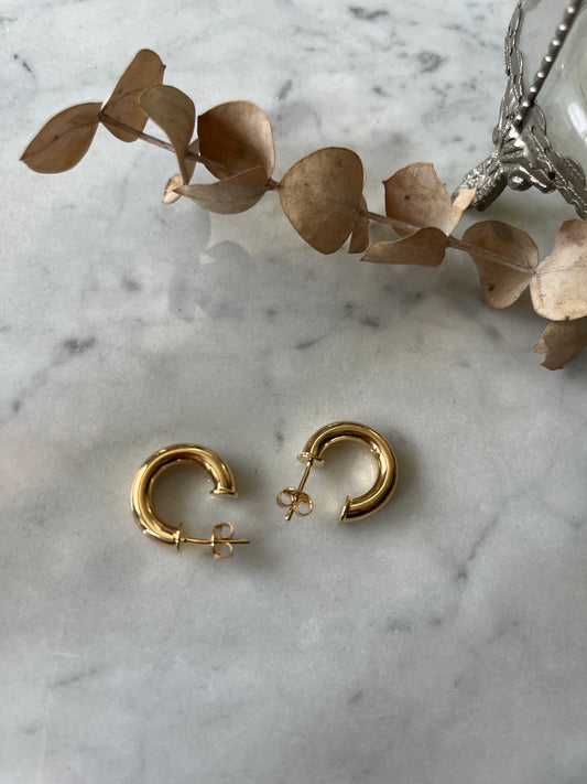 ✨ Aros Dorados Mini Bold – Baño de Oro 24K