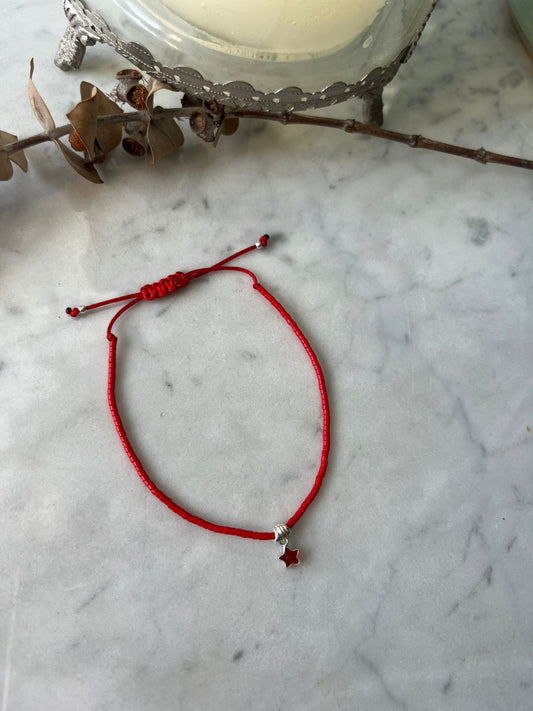 Pulsera roja con estrella circón rojo ⭐🔴