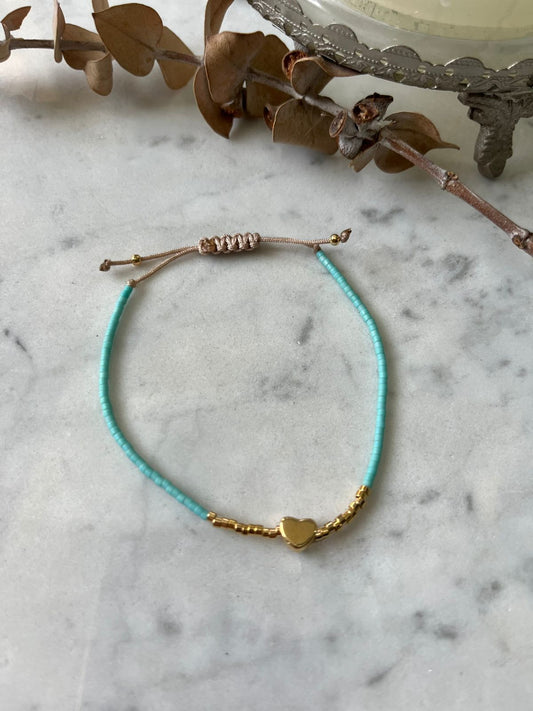 Pulsera corazón turquesa 💙✨