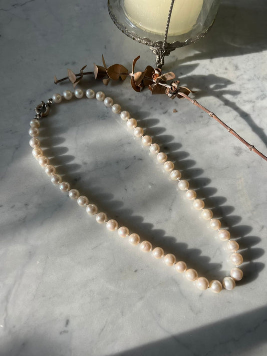 Collar de Perlas de rio , broche de plata de rio 50cm