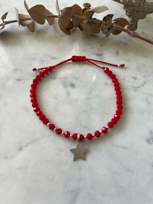 Pulsera de protección hilo rojo con estrella en plata 🔴⭐🤍✨